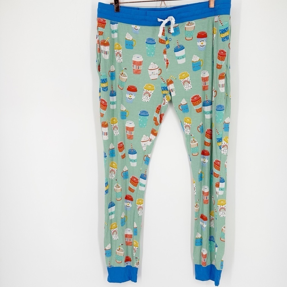 Little Sleepies Aqua I love you a latte Joggers PJ Bottoms